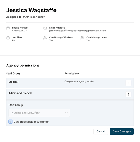 Agency user - permissions