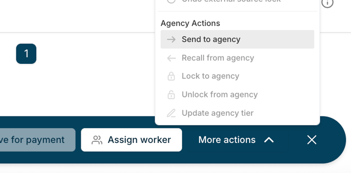 Send to agency - Shift list - action bar - cropped