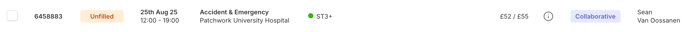Shift list view - sent to collaborative