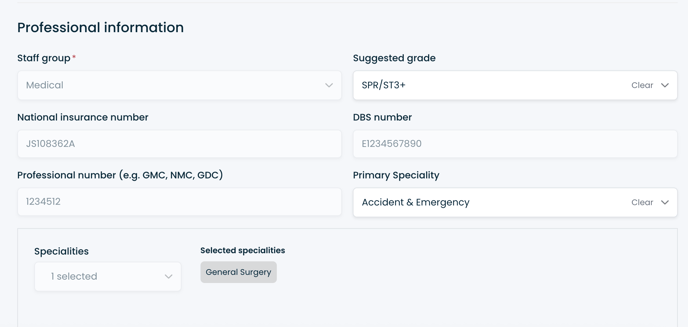 Updating a worker professional number