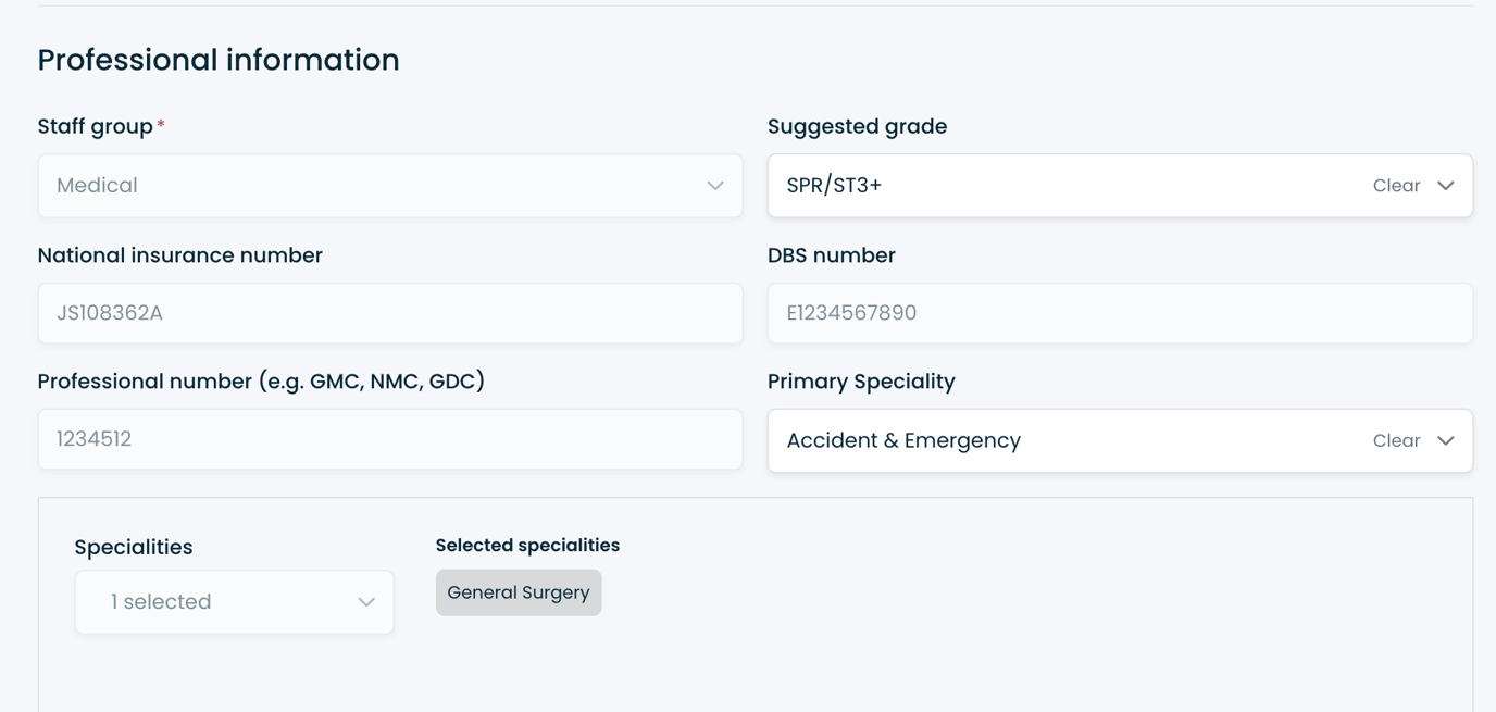 Proffessional Numbers How do I update a professional number?