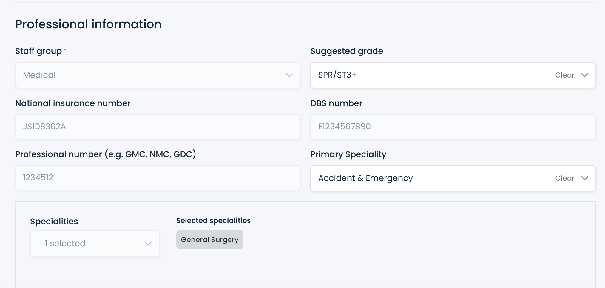 Update Numbers How do I update a professional number?