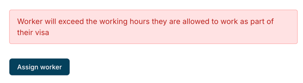 Visa restriction - warning popup