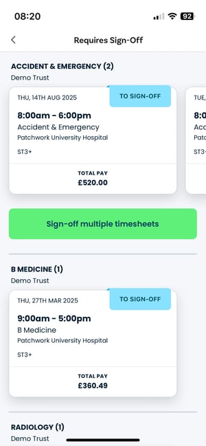 Shifts Requires Sign-Off