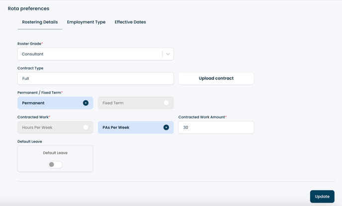 Updating worker rostering preferences