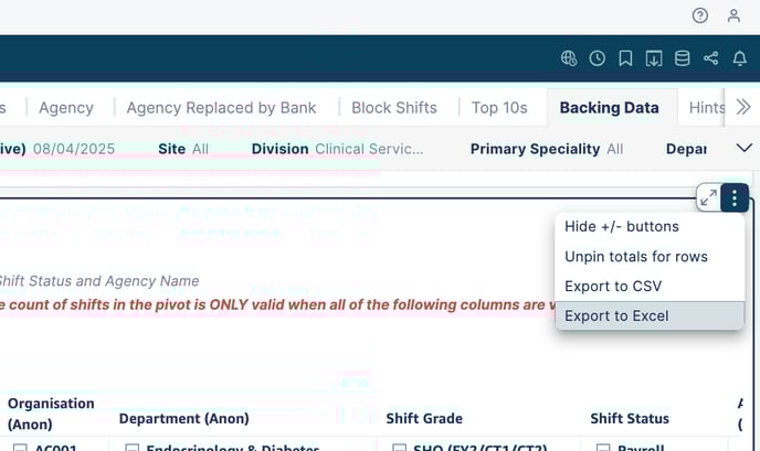 Patchwork Insights - export backing data to Excel cropped